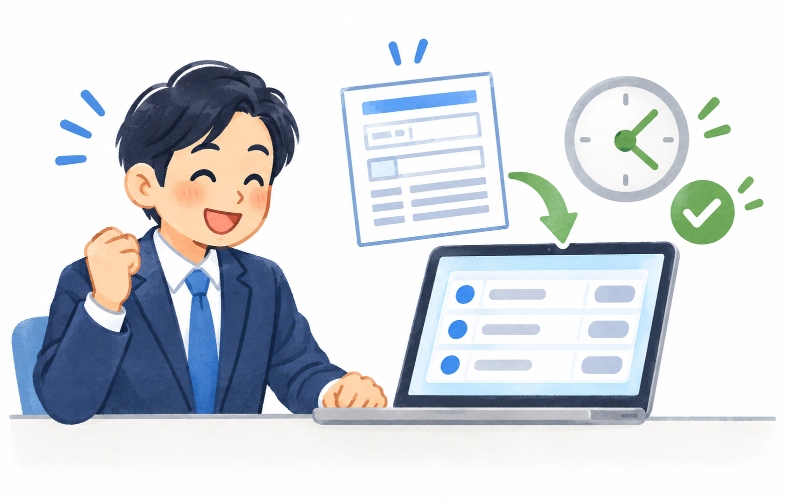 注文フォームから一覧を確認する事務スタッフ
